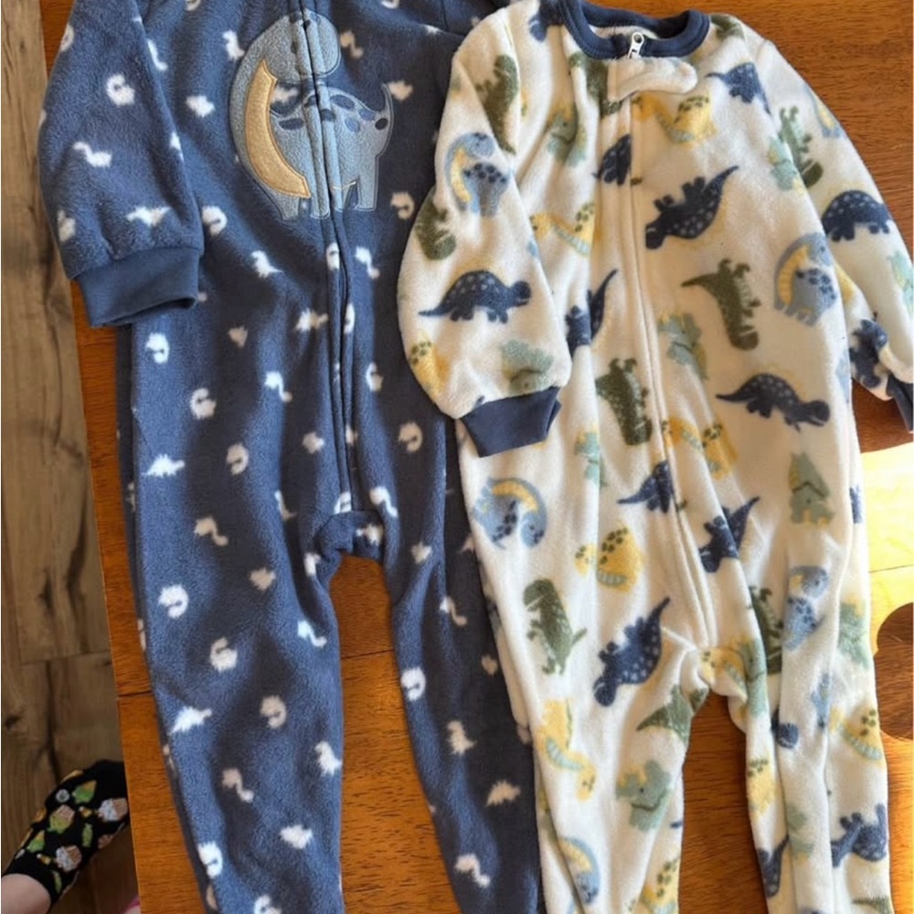 Chick Pea Dinosaur Print Kids Pajama Set - Blue and Cream